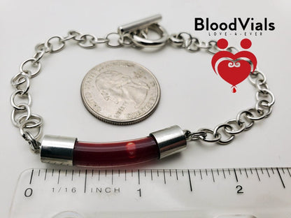 2 BloodVial Link Bracelets Kit Easily Adjustable Length Shortening from 10" Maximum (BloodBond)