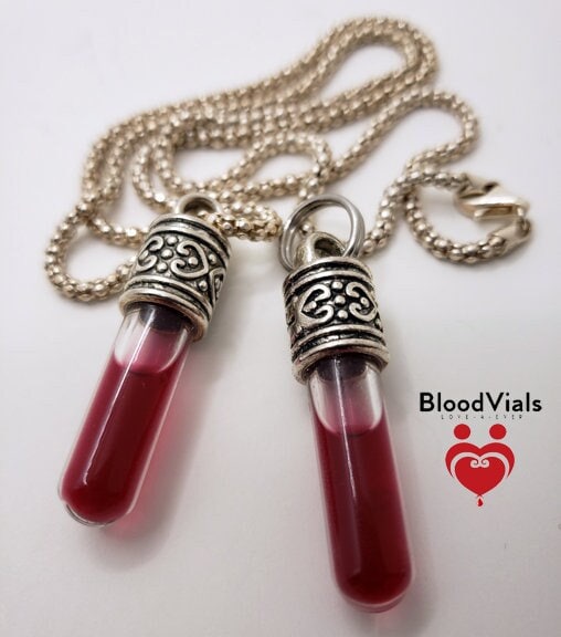2 Ornate BloodVial Necklaces DIY Blood Vial Charms Kit -  [Pendant ONLY, Chain NOT Included] (BloodBond)