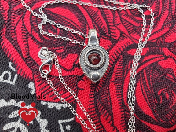Sterling Planchette BloodVial Pendant Kit with 18" Solid .925 Silver Chain (BloodBond)