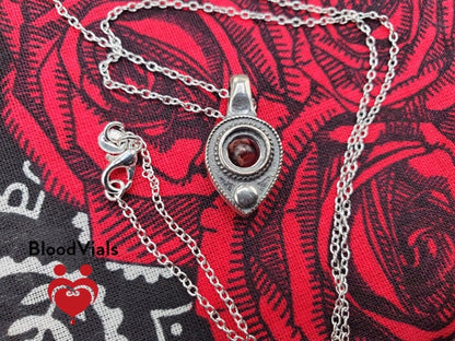 Sterling Planchette BloodVial Pendant Kit with 18" Solid .925 Silver Chain (BloodBond)