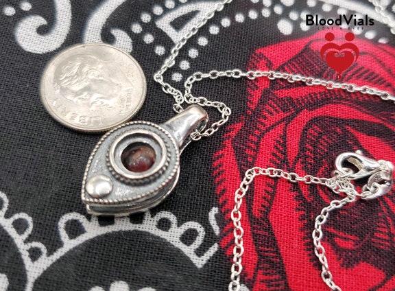 Sterling Planchette BloodVial Pendant Kit with 18" Solid .925 Silver Chain (BloodBond)