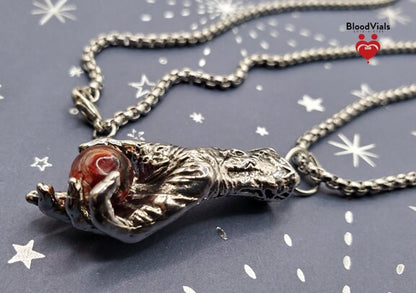 1 Hand BloodVial Necklace Kit with 23.5" Silvertone Chain (BloodBond)