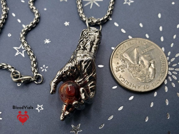 1 Hand BloodVial Necklace Kit with 23.5" Silvertone Chain (BloodBond)