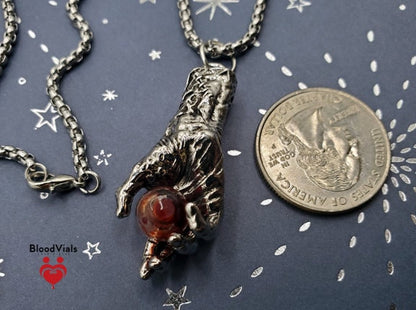 1 Hand BloodVial Necklace Kit with 23.5" Silvertone Chain (BloodBond)