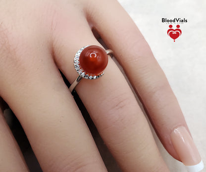Sterling Crescent BloodVials Ring Kit with White Zircons Solid .925 Silver 5-12 Adjustable Sizes (BloodBond) (Copy)
