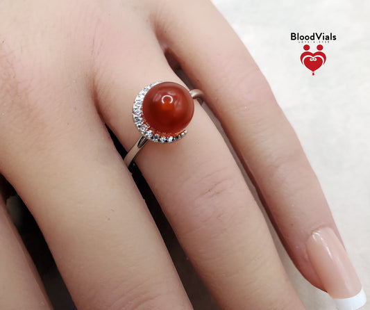 Sterling Crescent BloodVials Ring Kit with White Zircons Solid .925 Silver 5-12 Adjustable Sizes (BloodBond) (Copy)