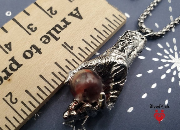 1 Hand BloodVial Necklace Kit with 23.5" Silvertone Chain (BloodBond)