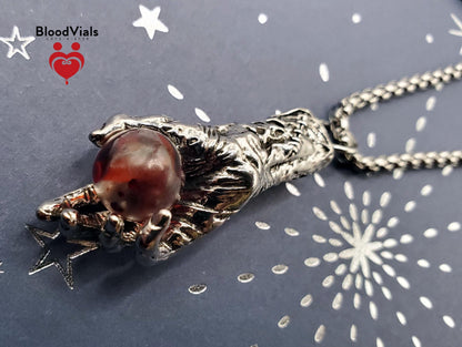 1 Hand BloodVial Necklace Kit with 23.5" Silvertone Chain (BloodBond)