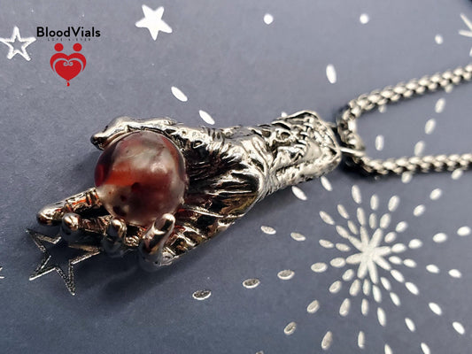1 Hand BloodVial Necklace Kit with 23.5" Silvertone Chain (BloodBond)