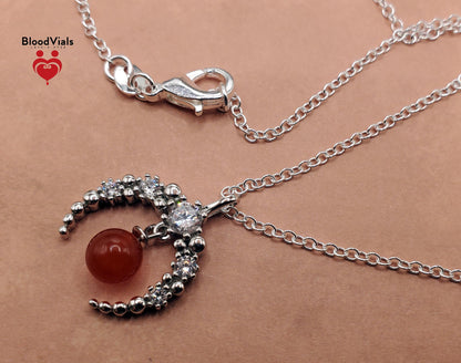 1 Sterling Rhodium-plated Crescent Moon BloodVials Necklace Kit with 18" .925 Silver Chain (BloodBond)