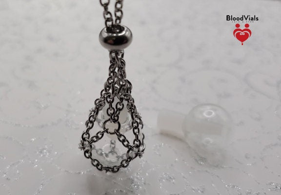 1 Net BloodVial Necklace Kit with 20.5" - 22.5" Adjustable Silvertone Chain (BloodBond)