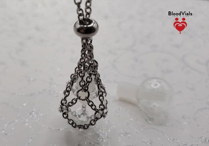 1 Net BloodVial Necklace Kit with 20.5" - 22.5" Adjustable Silvertone Chain (BloodBond)