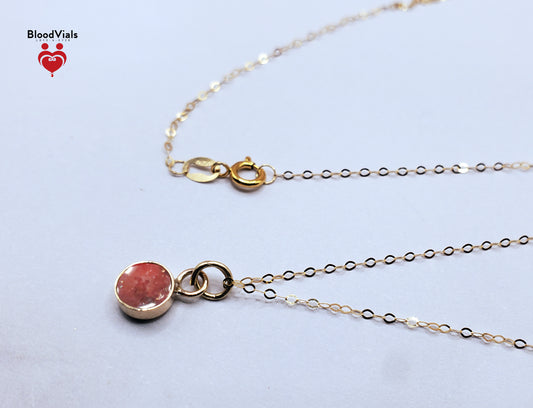1 Solid 14K Gold Petite Droplet Pendant BloodVial Epoxy Resin Necklace Kit with 18K Solid Gold 19.5" Delicate Link Chain (BloodGem)