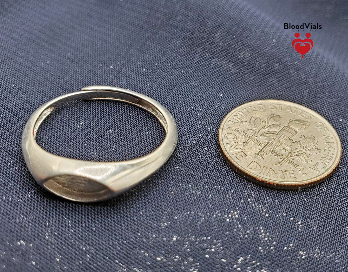 1 Gold Plated .925 Solid Sterling Minimalist BloodVial Ring Epoxy Resin Kit Adjustable 3.5-10.5 Sizes (BloodGem)