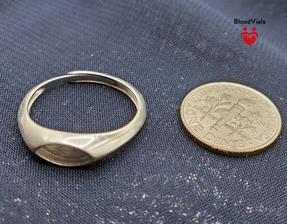 1 Gold Plated .925 Solid Sterling Minimalist BloodVial Ring Epoxy Resin Kit Adjustable 3.5-10.5 Sizes (BloodGem)