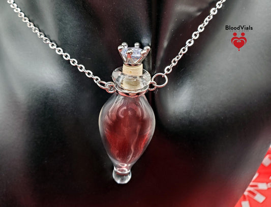 1 Victorian Elixir Bottle BloodVial Pendant Kit Necklace with 25" Silvertone Stainless Steel Chain (BloodBond)
