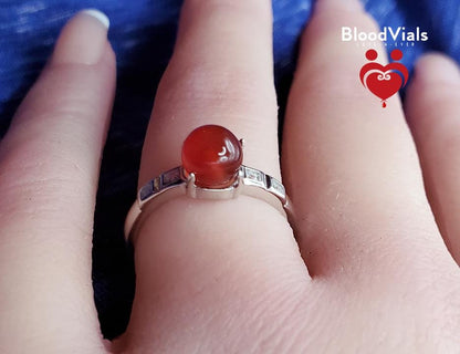 Sterling Art Deco Ring Kit with White Zircons Solid .925 Silver 6.5-11 Adjustable Sizes (BloodBond)