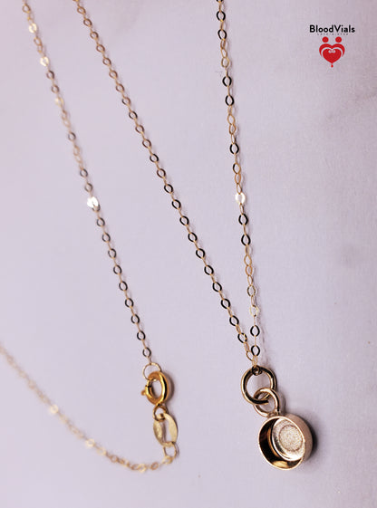 1 Solid 14K Gold Petite Droplet Pendant BloodVial Epoxy Resin Necklace Kit with 18K Solid Gold 19.5" Delicate Link Chain (BloodGem)