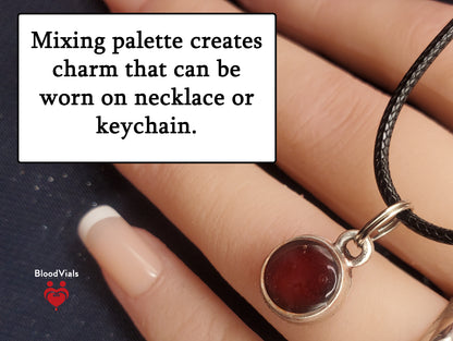 1 Sterling Mini Droplet Epoxy BloodVial Kit with 18" Solid .925 Silver Link Chain - Charm for Bracelet, Keychain, or Necklace (BloodBond)