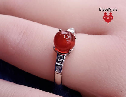 Sterling Art Deco Ring Kit with White Zircons Solid .925 Silver 6.5-11 Adjustable Sizes (BloodBond)