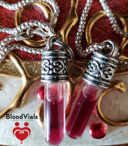 2 Ornate BloodVial Necklaces DIY Blood Vial Charms Kit -  [Pendant ONLY, Chain NOT Included] (BloodBond)