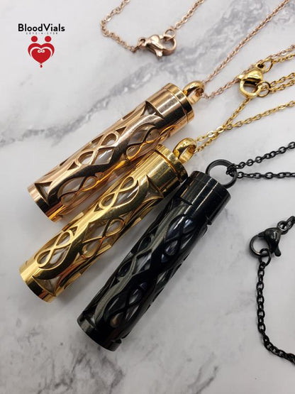 1 Infinity Cylinder BloodVial Kit Pendant Kit Necklace (BloodBond)
