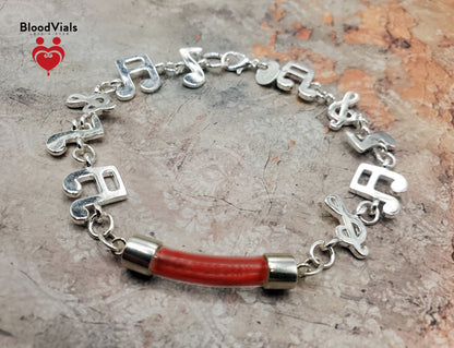 Sterling Musical BloodVial Bracelet Kit .925 Silver Adjustable Note Links Shorten from 9" Maximum Length (BloodBond)