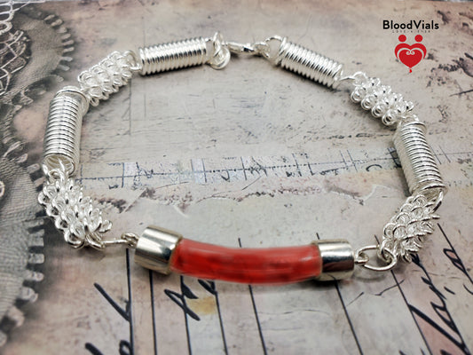 Sterling Springs BloodVial Bracelet Kit .925 Solid Silver - Adjustable to Shorter than 9.5" Maximum Length (BloodBond)