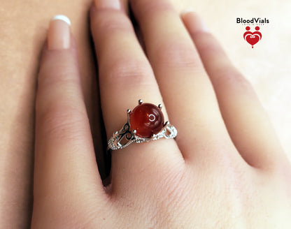 Sterling Scroll Designs BloodVial Ring & Anticoagulant (BloodBond) Adjustable 4.5-10 Size