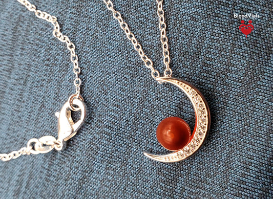1 Sterling Sparkling Sliver Crescent Moon BloodVial Necklace Kit with 18" .925 Silver Chain (BloodBond) (Copy)