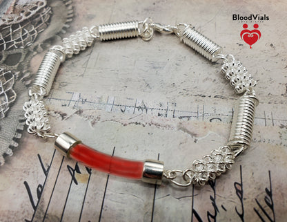 Sterling Springs BloodVial Bracelet Kit .925 Solid Silver - Adjustable to Shorter than 9.5" Maximum Length (BloodBond)