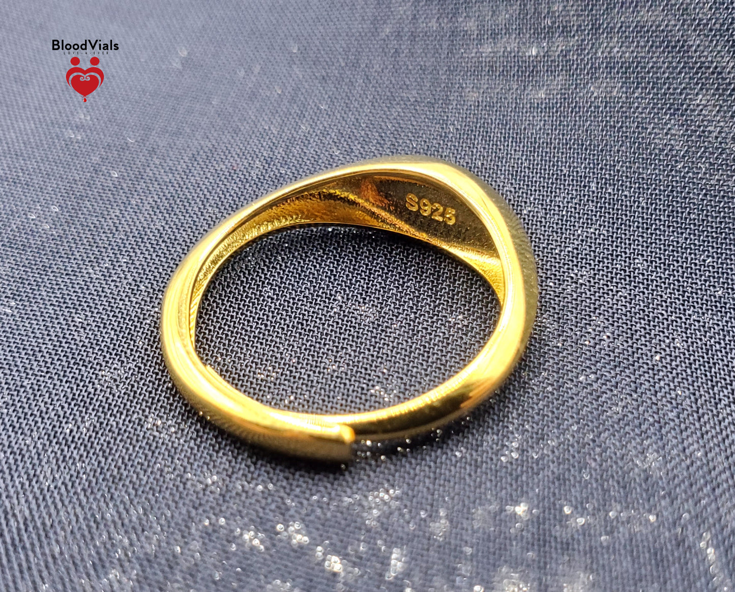 1 Gold Plated .925 Solid Sterling Minimalist BloodVial Ring Epoxy Resin Kit Adjustable 3.5-10.5 Sizes (BloodGem)