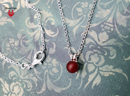 1 Sterling Dainty Double Bail Ball BloodVial Necklace Kit with 18" Link Chain Solid .925 (BloodBond)
