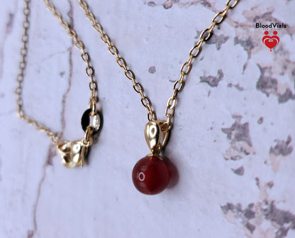 1 Solid 18K Gold Mini Orb Pendant BloodVials Epoxy Resin Necklace Kit with 14K Gold Filled 18" Link Chain (BloodBond)