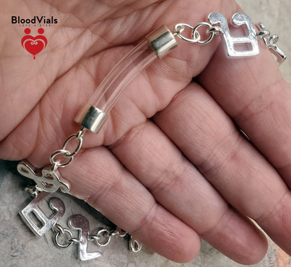 Sterling Musical BloodVial Bracelet Kit .925 Silver Adjustable Note Links Shorten from 9" Maximum Length (BloodBond)