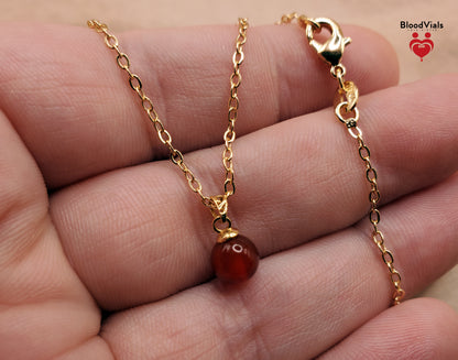 1 Solid 18K Gold Mini Orb Pendant BloodVials Epoxy Resin Necklace Kit with 14K Gold Filled 18" Link Chain (BloodBond)