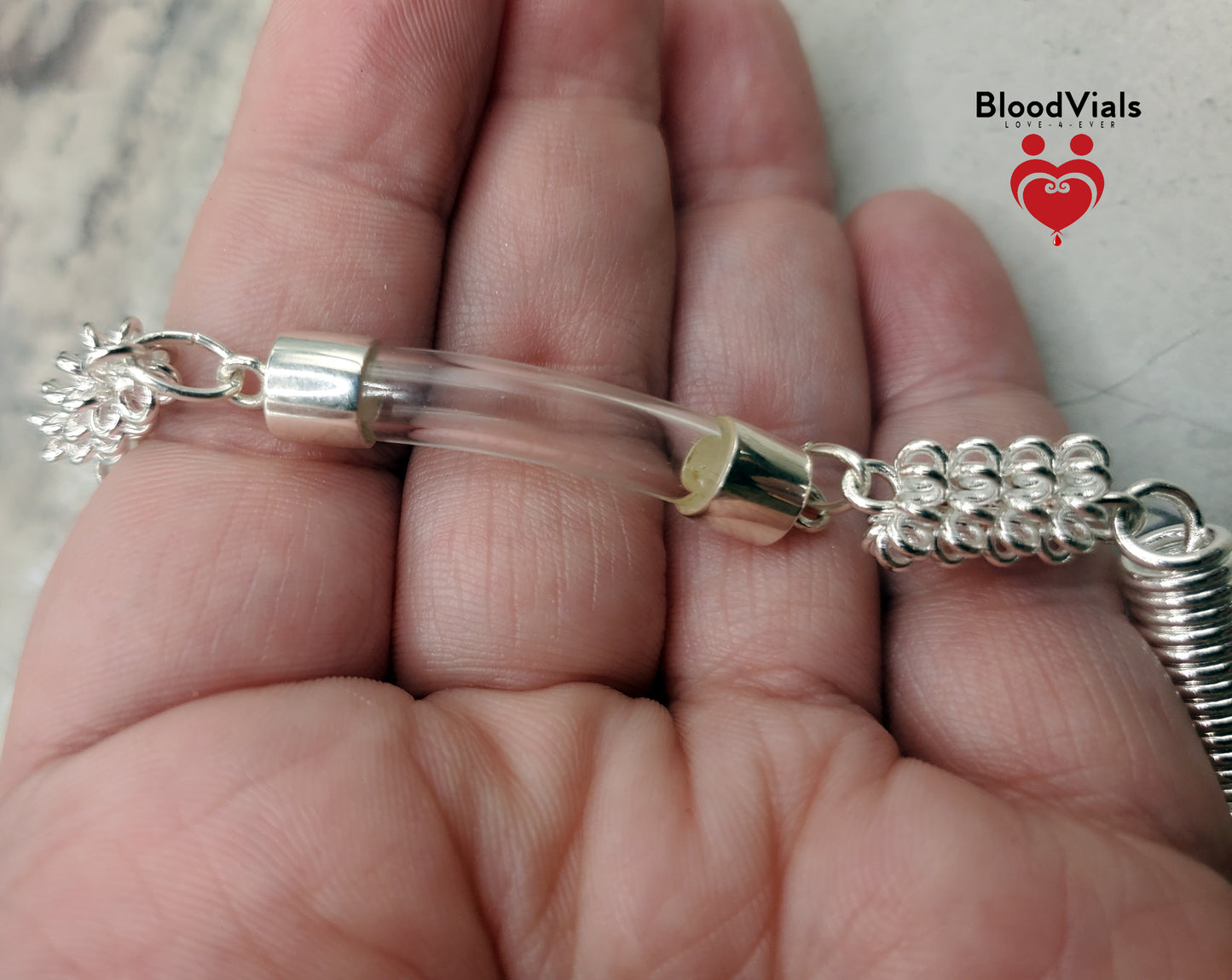Sterling Springs BloodVial Bracelet Kit .925 Solid Silver - Adjustable to Shorter than 9.5" Maximum Length (BloodBond)