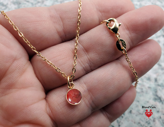 1 Gold Filled Mini Droplet Pendant BloodVial Epoxy Resin Necklace Kit (BloodGem)