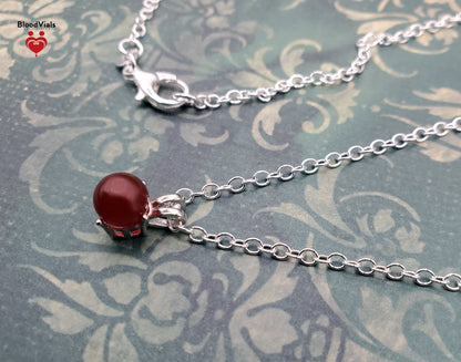 1 Sterling Dainty Double Bail Ball BloodVial Necklace Kit with 18" Link Chain Solid .925 (BloodBond)