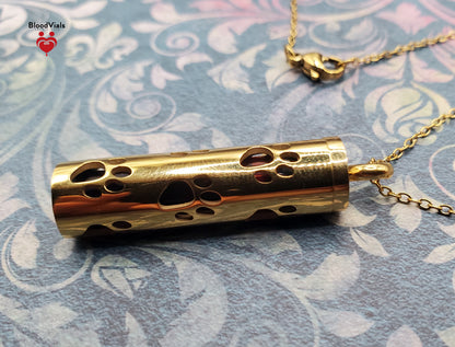 1 Paw Cylinder BloodVial Pendant Necklace Kit  | Cat, Dog, Pet Pawprint Charm with Silvertone Chain (BloodBond)