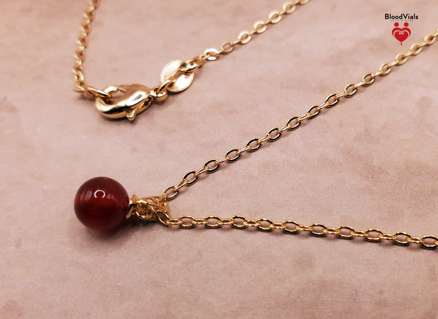 1 Solid 18K Gold Mini Orb Pendant BloodVials Epoxy Resin Necklace Kit with 14K Gold Filled 18" Link Chain (BloodBond)