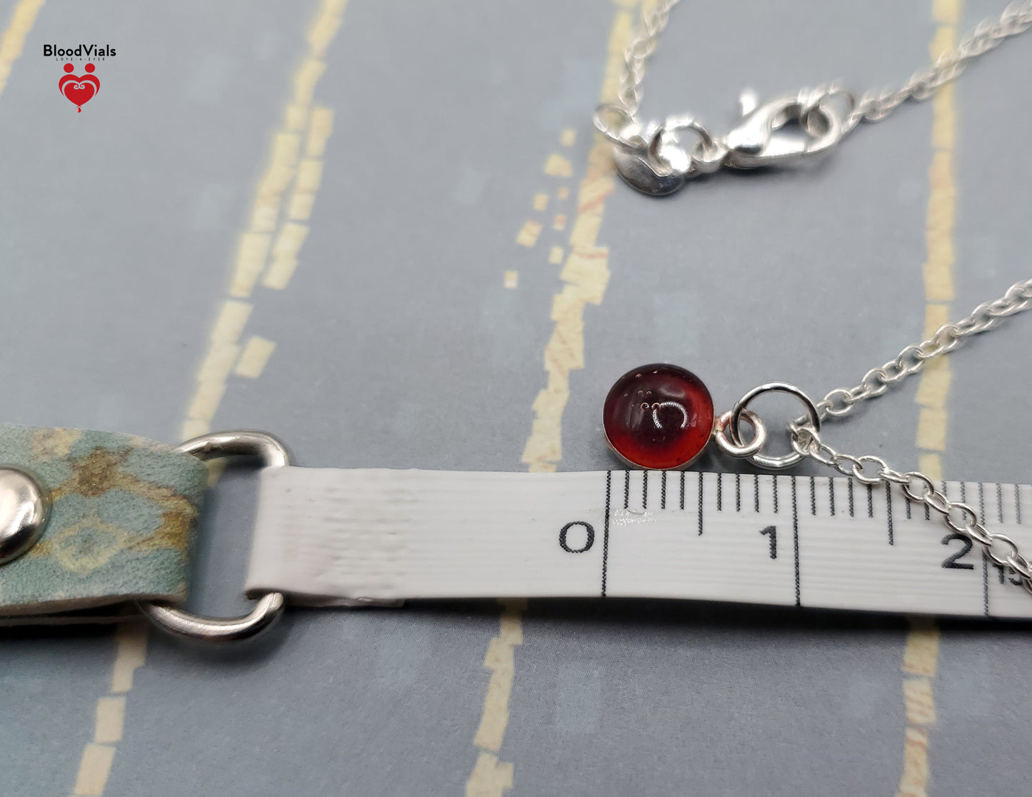 1 Sterling Mini Droplet Epoxy BloodVial Kit with 18" Solid .925 Silver Link Chain - Charm for Bracelet, Keychain, or Necklace (BloodBond)