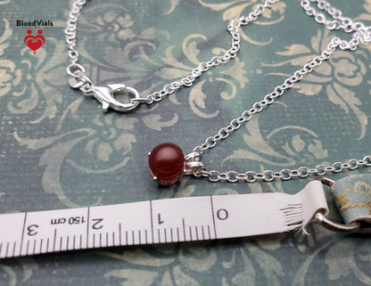 1 Sterling Dainty Double Bail Ball BloodVial Necklace Kit with 18" Link Chain Solid .925 (BloodBond)