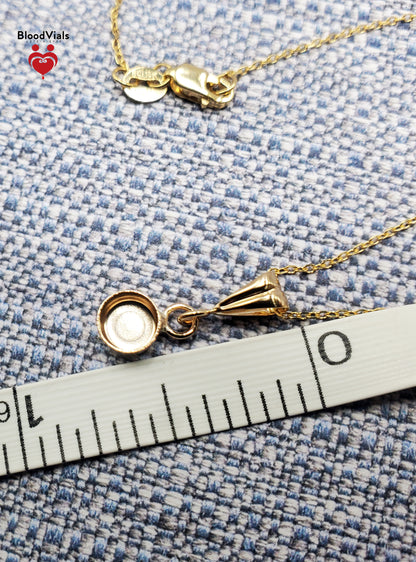 1 Solid 14K Gold Dainty Droplet Pendant BloodVial Epoxy Resin Necklace Kit with 10K Solid Gold 18" Link Chain (BloodGem)