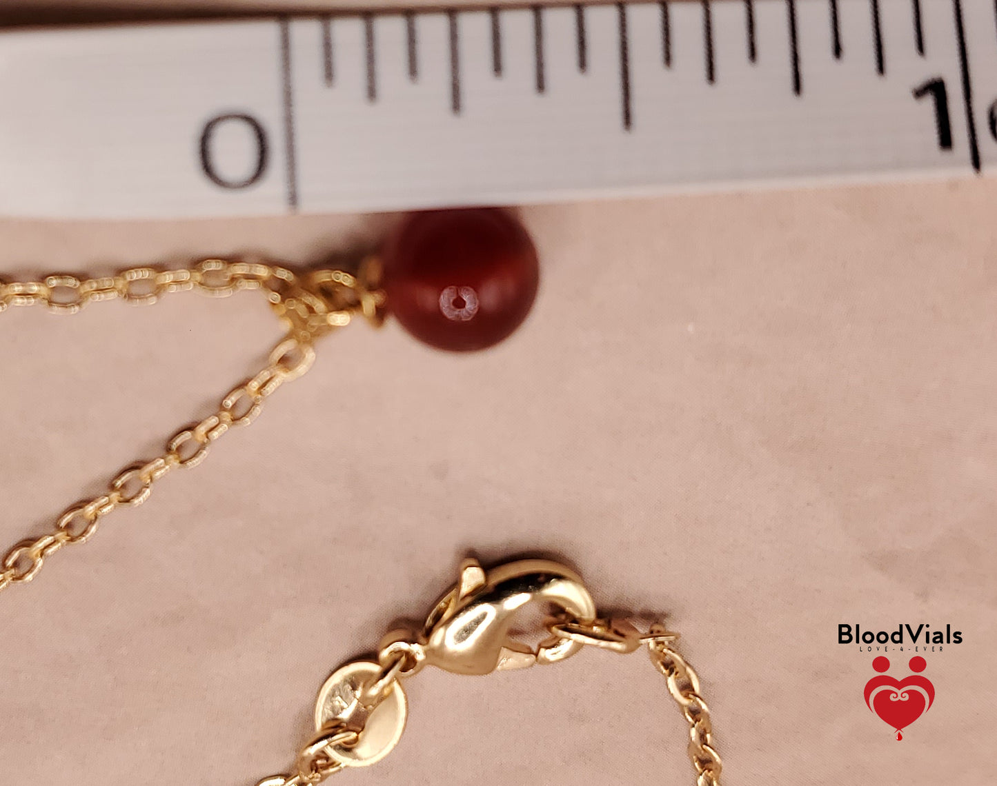 1 Solid 18K Gold Mini Orb Pendant BloodVials Epoxy Resin Necklace Kit with 14K Gold Filled 18" Link Chain (BloodBond)