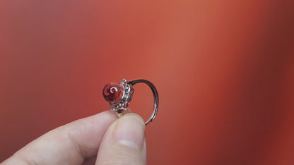 Sterling Scalloped BloodVial Ring Kit Solid .925 Silver Adjustable 7.5-11 Sizes (BloodBond)