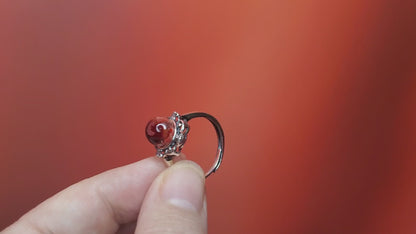 Sterling Scalloped BloodVial Ring Kit Solid .925 Silver Adjustable 7.5-11 Sizes (BloodBond)