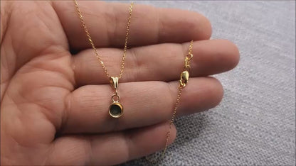 1 Solid 14K Gold Dainty Droplet Pendant BloodVial Epoxy Resin Necklace Kit with 10K Solid Gold 18" Link Chain (BloodGem)