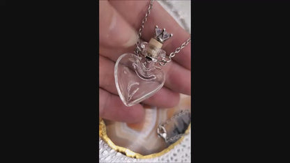 1 Gem Stopper Heart BloodVial Pendant Kit Necklace with 24.5" Stainless Steel Link Chain (BloodBond)