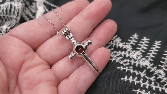 1 Sword Dagger BloodVial Kit and Stainless Steel Chain Pendant Necklace (BloodBond)